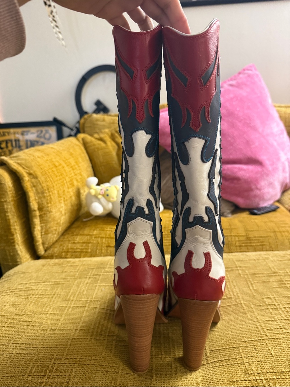 Rare platform Jeffrey Campbell Leather Western-Style High Heel Boots - Picture 4 of 6